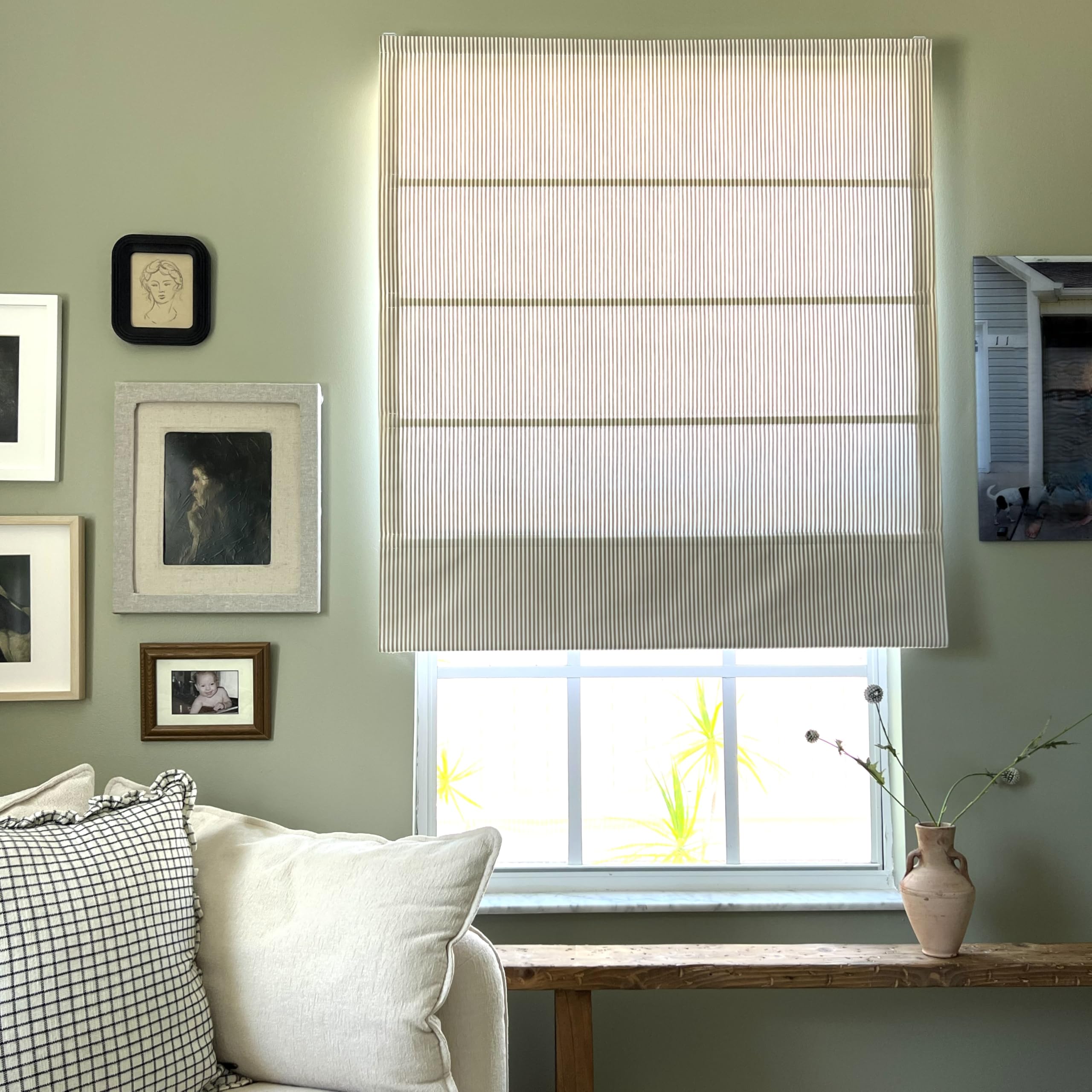 Amazon.com: TWOPAGES Striped Cordless Roman Shade for Windows